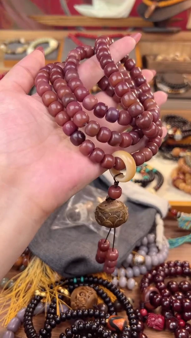 【闪购商品】菩提根/象牙果手串干枯玫瑰弟子珠108颗+3香