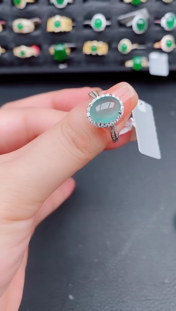 翡翠戒指银S925镶嵌天然a货翡翠167