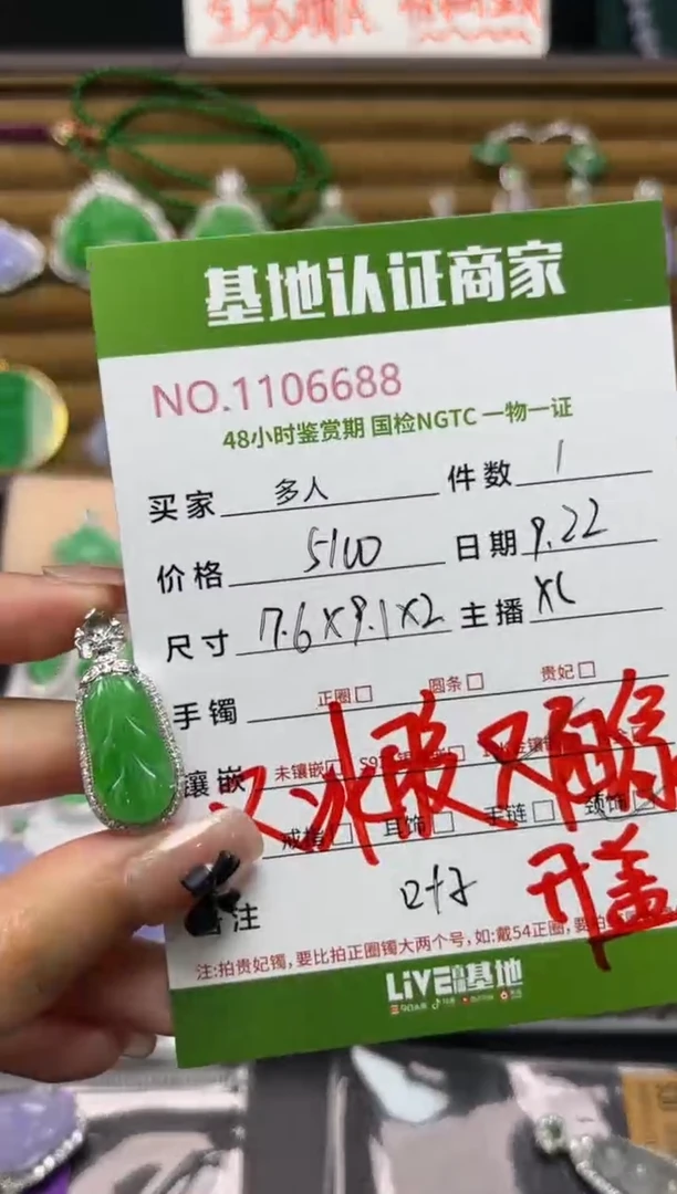 吊坠(不含链)18K金镶嵌翡翠多人