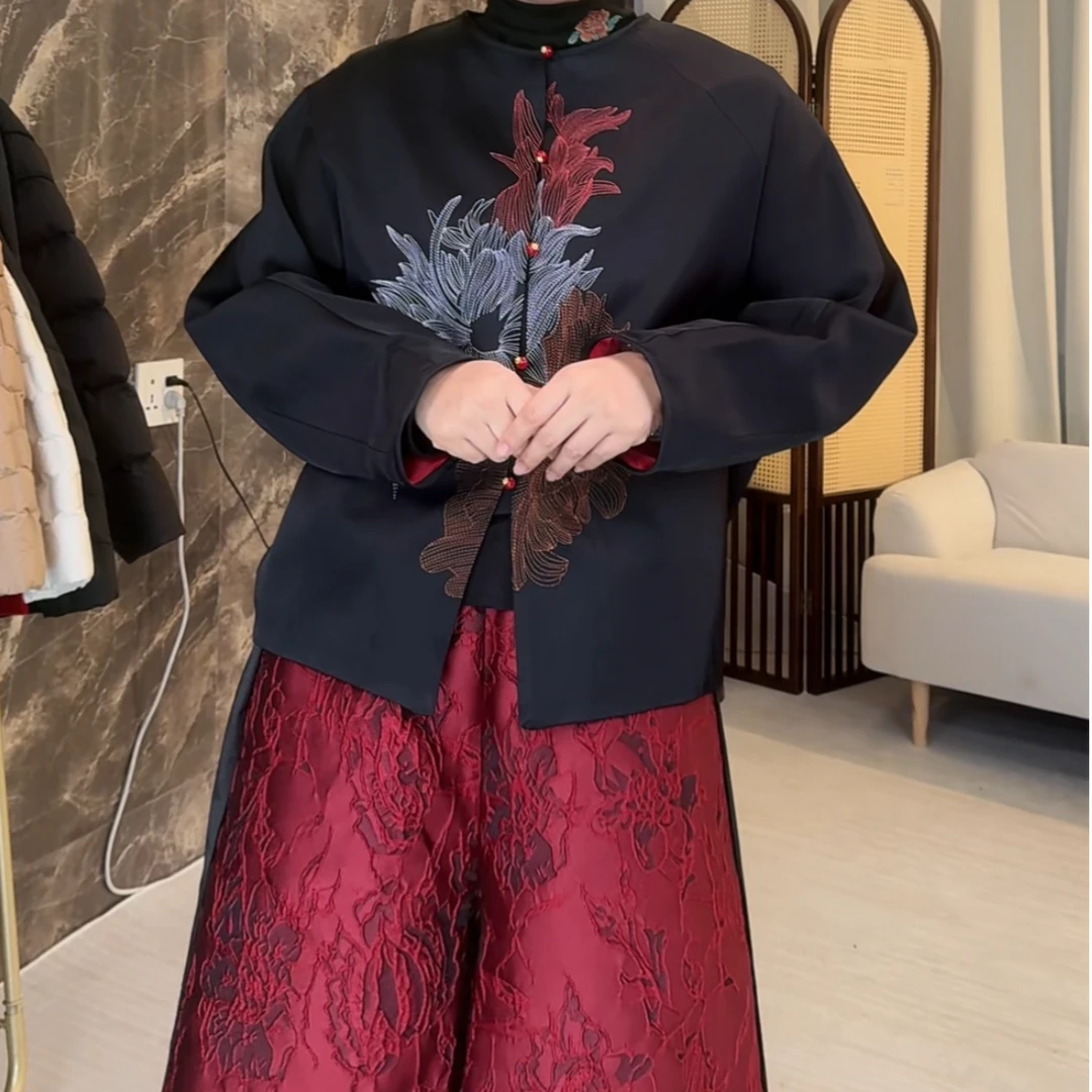 欣欣轻奢羊毛桑蚕丝中国风立领民族风时尚新中式上衣长袖68136