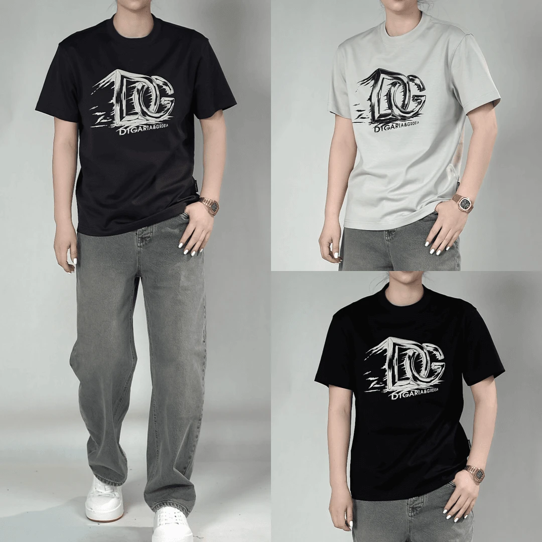 设计感男士艺术风短袖T恤夏季透气男装水墨丹青logo休闲短袖上衣