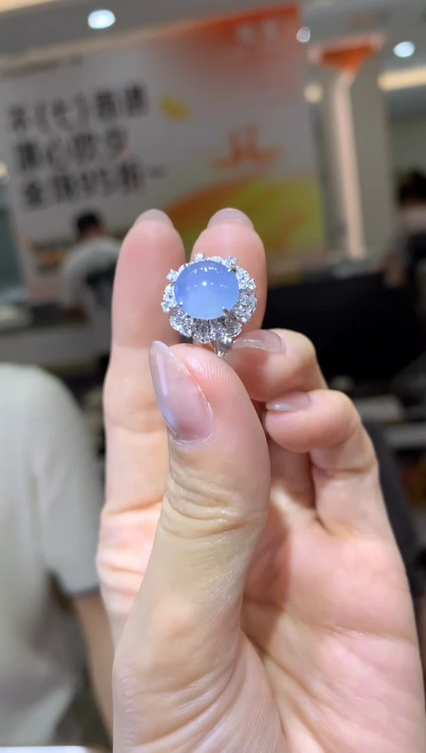 翡翠戒指18K金镶嵌|不退不换