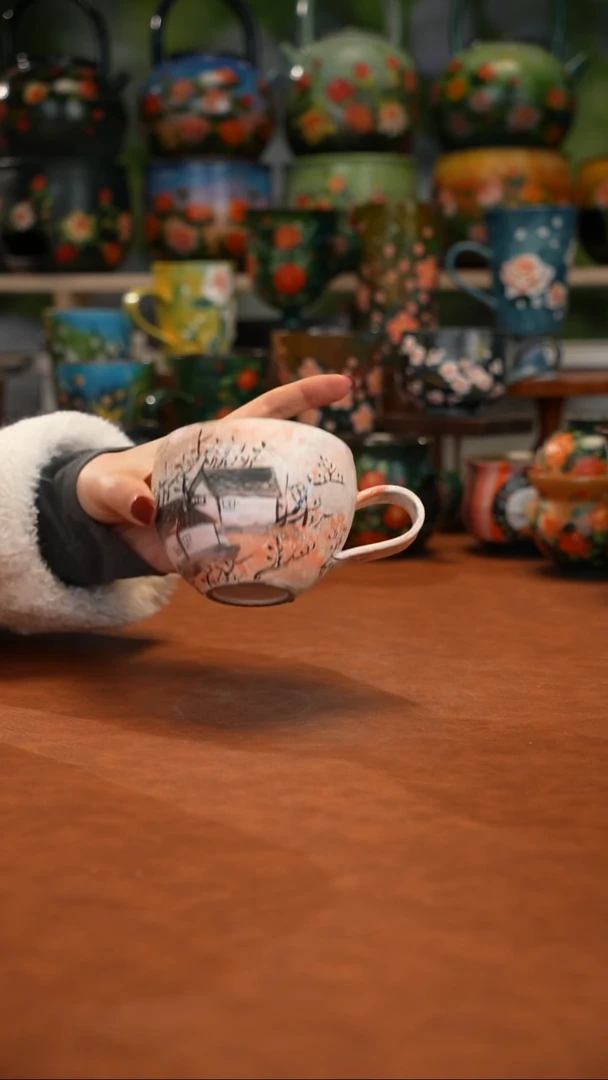 紫砂油画手绘釉下彩