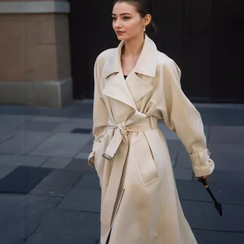 高级感风衣外套女中长款2025春季新款显瘦显高翻领英伦风大衣休闲