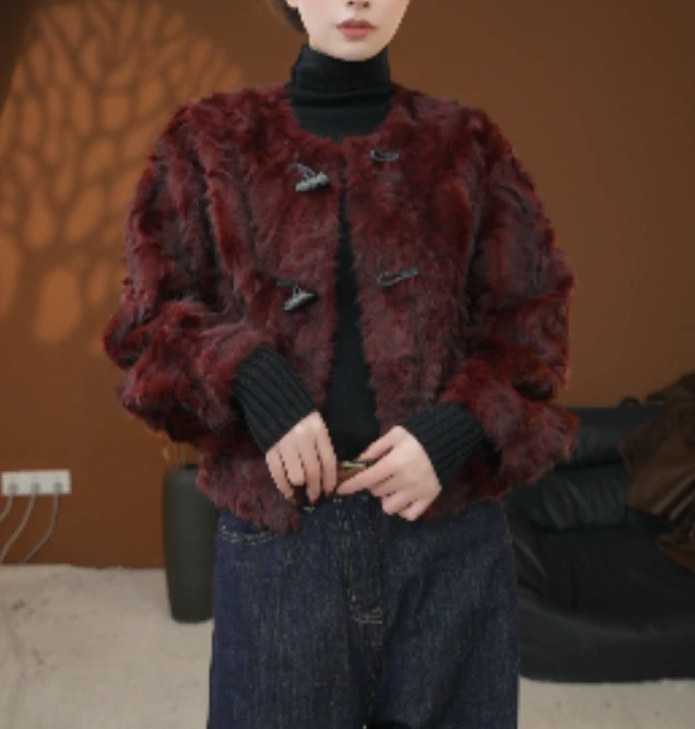 2025新款海宁毛毛外套短款小香风高品质时尚保暖加厚