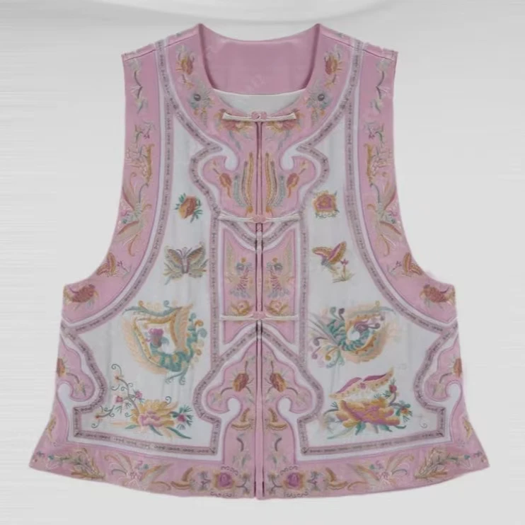 【凤羽蝶澜】新中式中国风刺绣圆领马甲2025C0165—大鱼