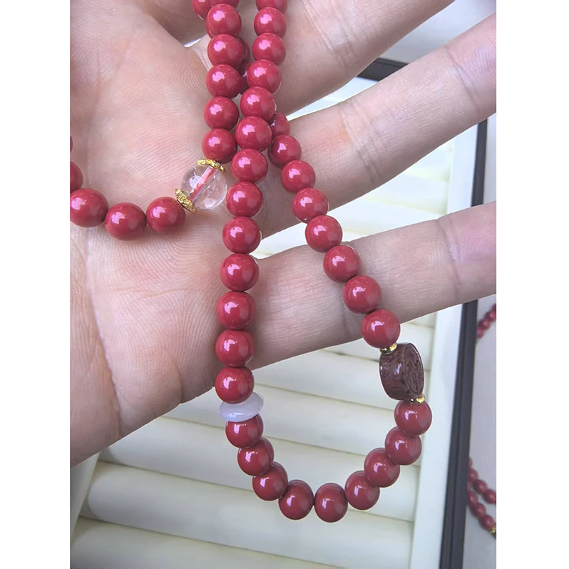 非金属仿水晶手链 宝丫轻奢  复古国风红色多圈手串K1296