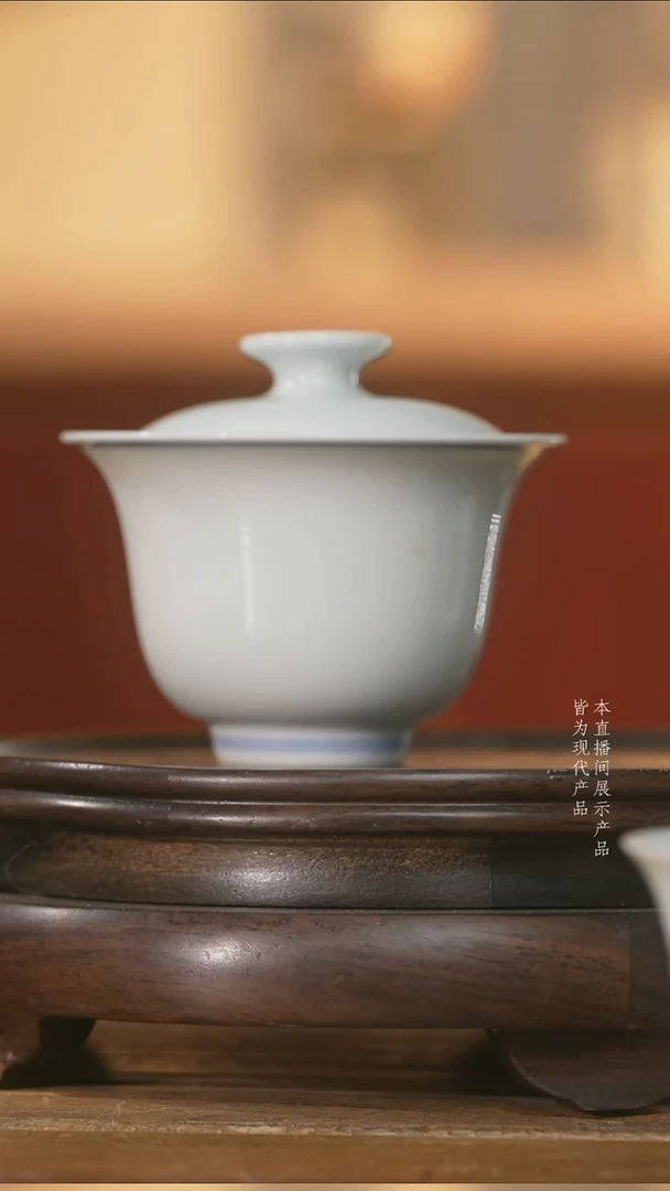 杯子陶瓷陶瓷白胎双圈线撇口二才盖碗