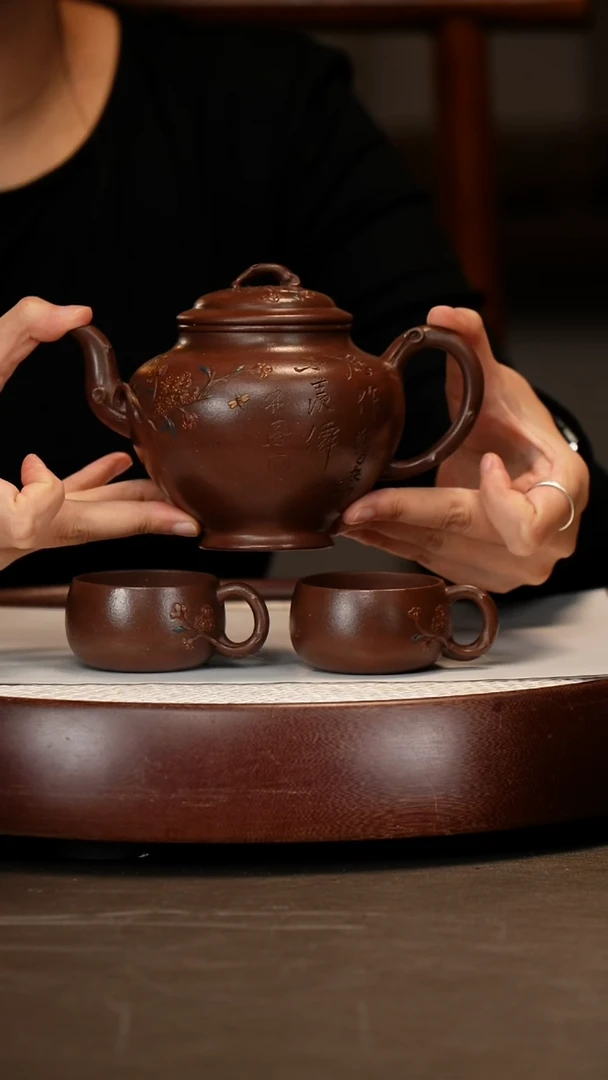 茶壶紫砂【蒋艺华】报春套组280cc+事事如意+定制墨宝