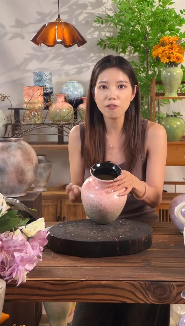 【绿脂凝春-中号胖肚瓶】无孔水培桌面陶瓷花瓶鲜花干花插花花器