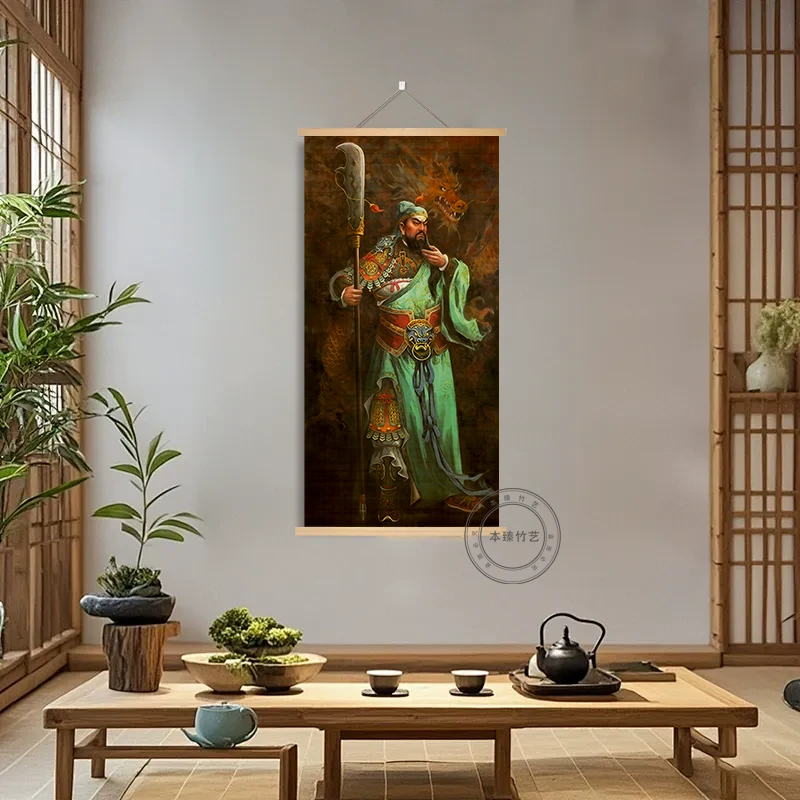 【关羽关公】新中式竹卷挂画字画手工竹编画禅意装饰画玄关茶室客厅