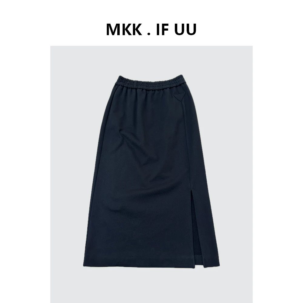 KEKE推荐简约风前开叉针织半裙休闲