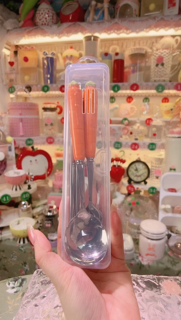 【闪购商品】摆件胡萝卜叉勺3件套橘品质好，发货快，放心拍