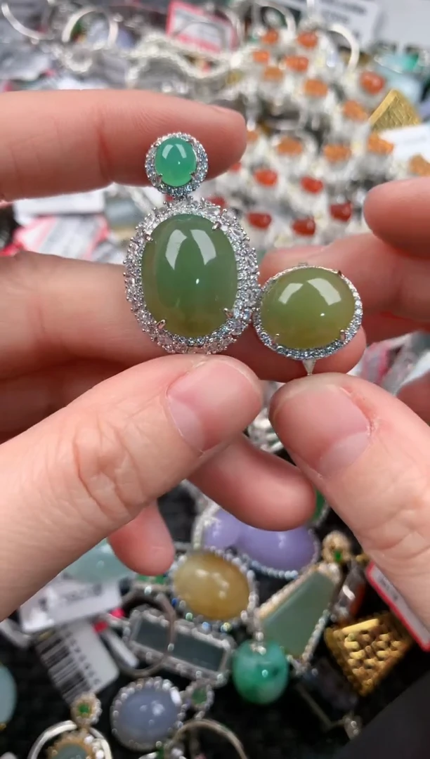 银S925镶嵌戒指翡翠777---2