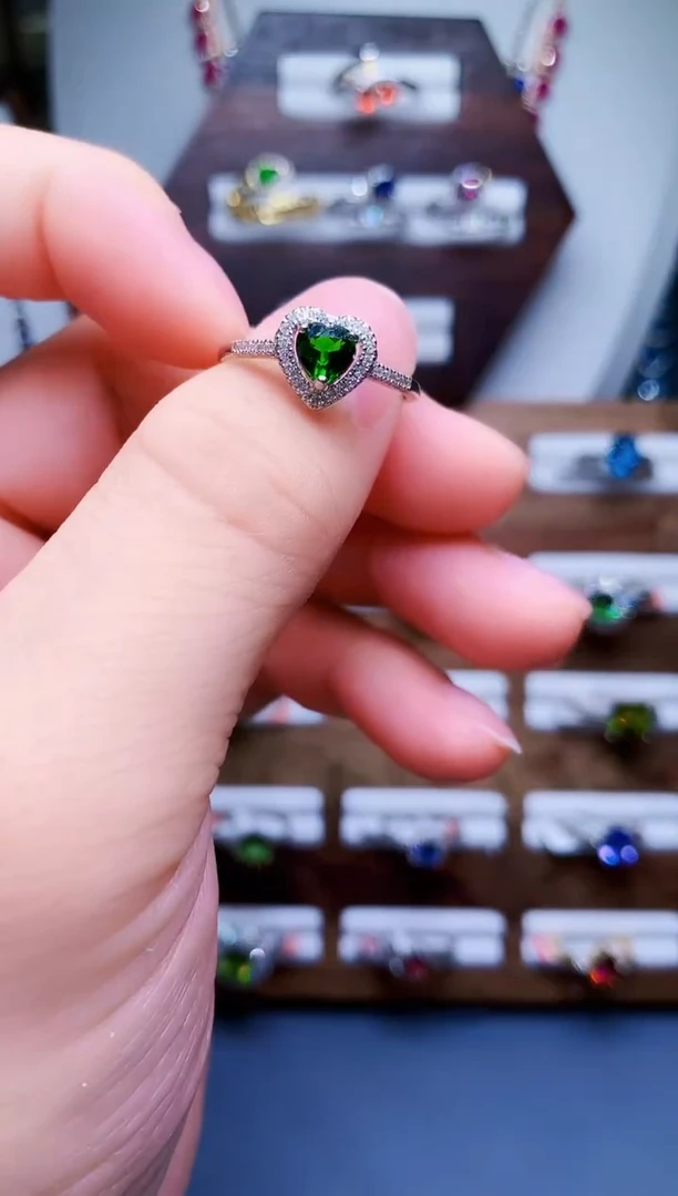 【闪购商品】透辉石戒指银S925镶嵌92-19