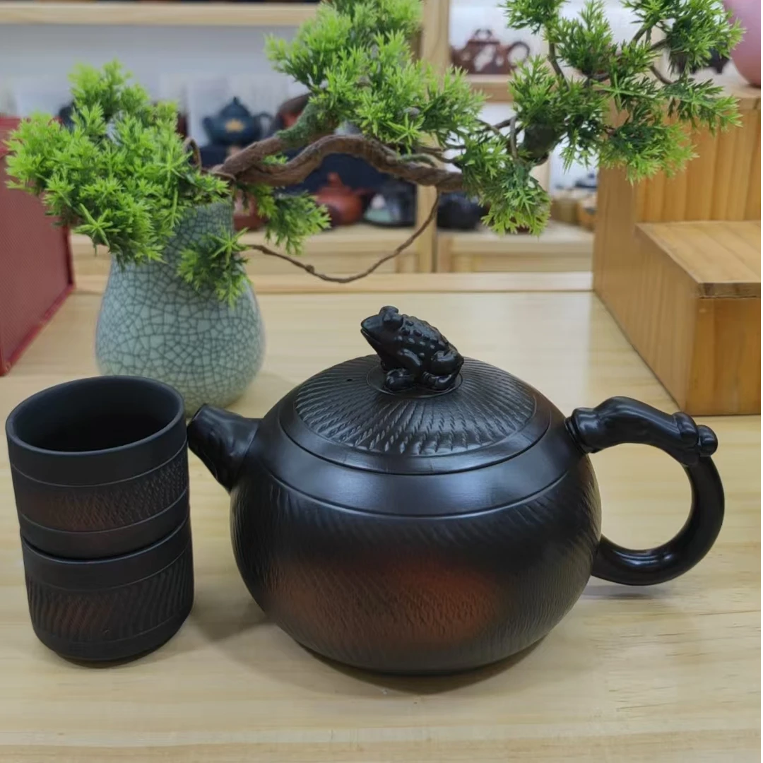 建水紫陶茶壶手工大容量中式高端家用茶具