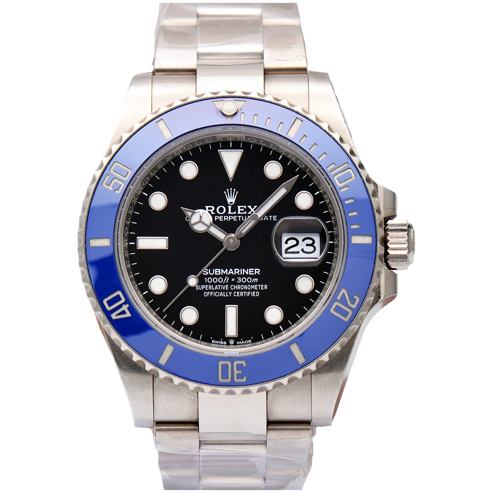 99新 Rolex/劳力士 潜航者系列126619黑盘蓝圈41mm全白金男表单表