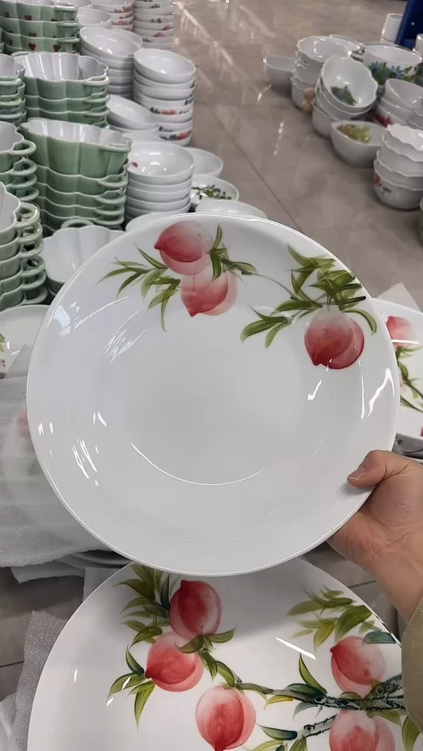 陶瓷景德镇高温手绘陶瓷—水波盘