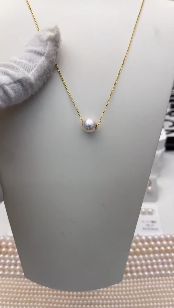 吊坠(赠链)18K金镶嵌海水珍珠路路通8.0-9.0mm