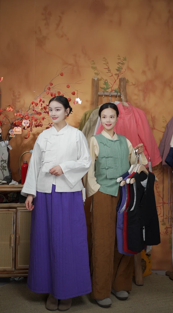 七初的布衣  2025春款四零亚麻双层琵琶襟马甲