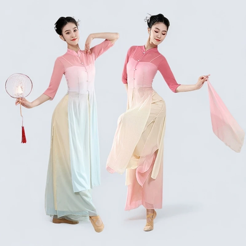 VALVOELITE新款古典舞蹈服女飘逸纱衣演出服旗袍练国风仙气舞蹈服