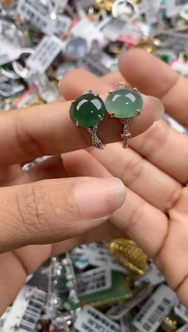 银S925镶嵌戒指翡翠222----10