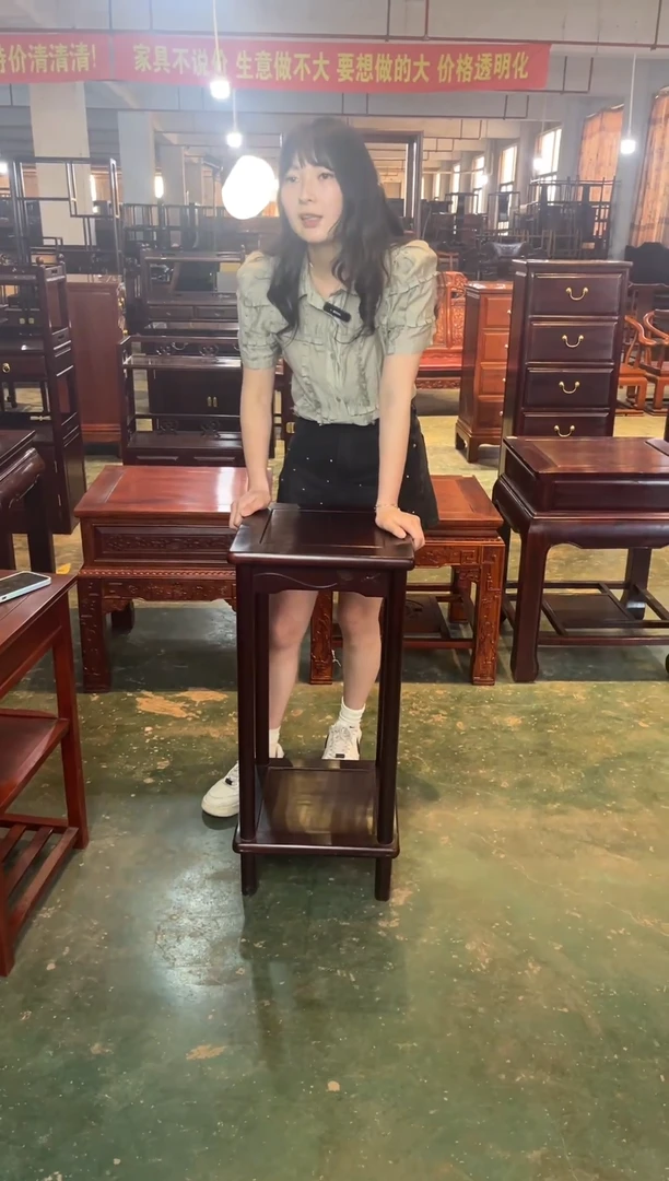 黑酸枝木类成套家具荷韵花架