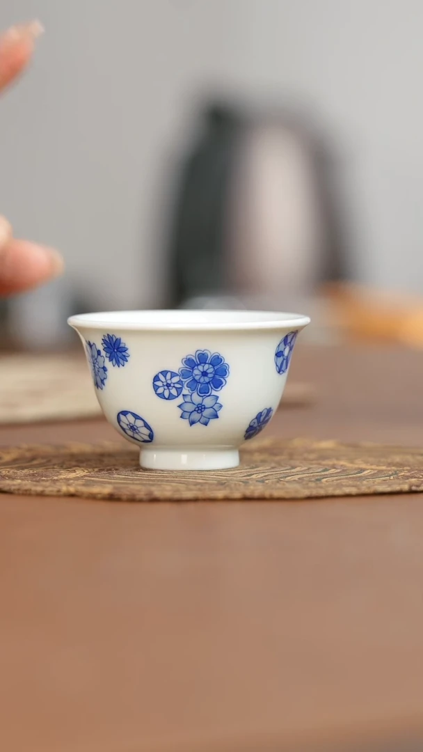 看山柴窑皮球花小压手杯