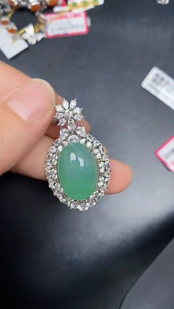 银S925镶嵌戒指翡翠3410