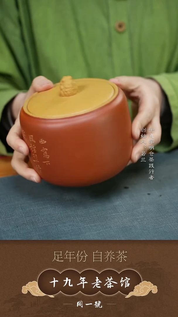 紫砂茶叶罐宜兴原矿紫砂茶叶罐+3沱宝灿