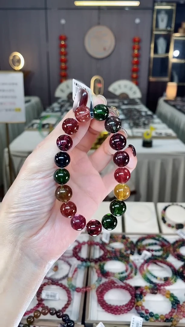 未镶嵌收藏级老矿色标净体单圈手串11mm+碧玺dan一物一证