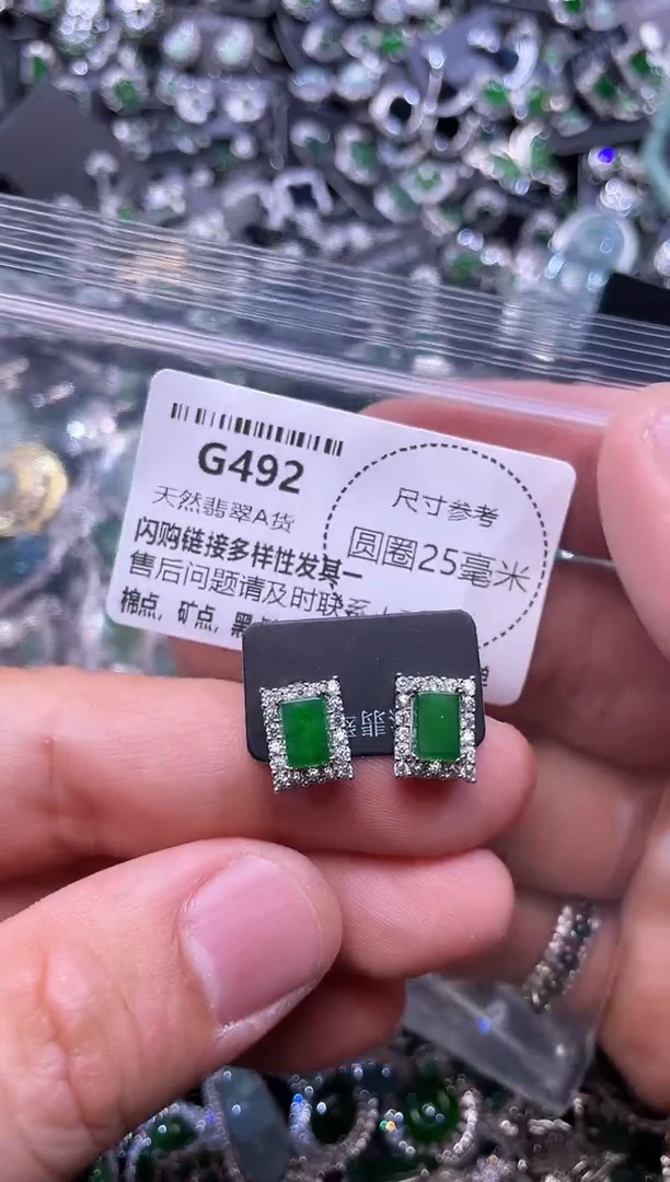 翡翠未镶嵌颈饰G492耳钉