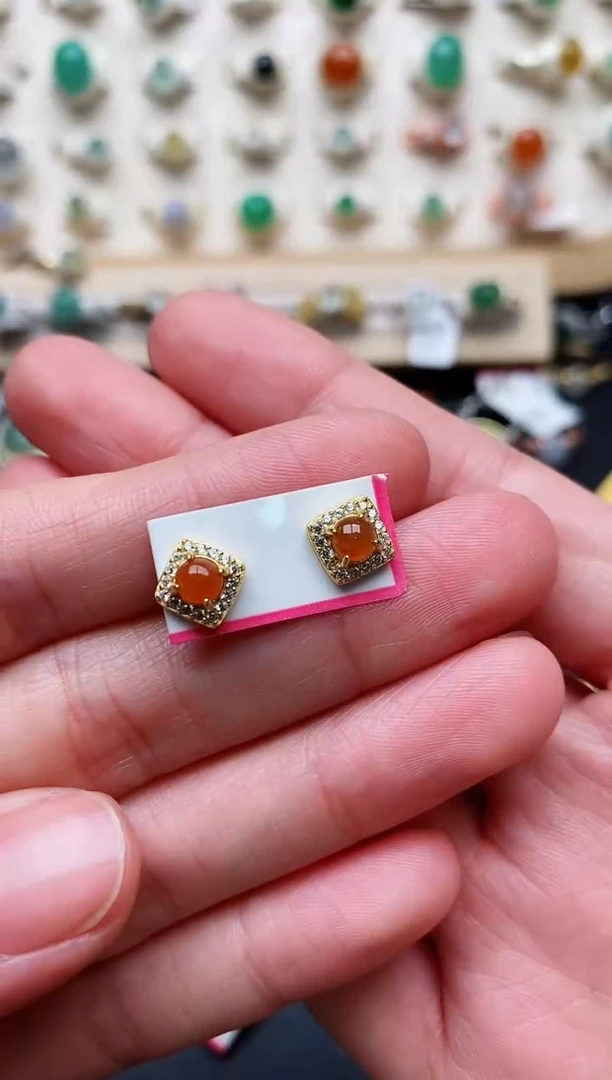 【闪购商品】翡翠耳饰银S925镶嵌天然翡翠 444   1+