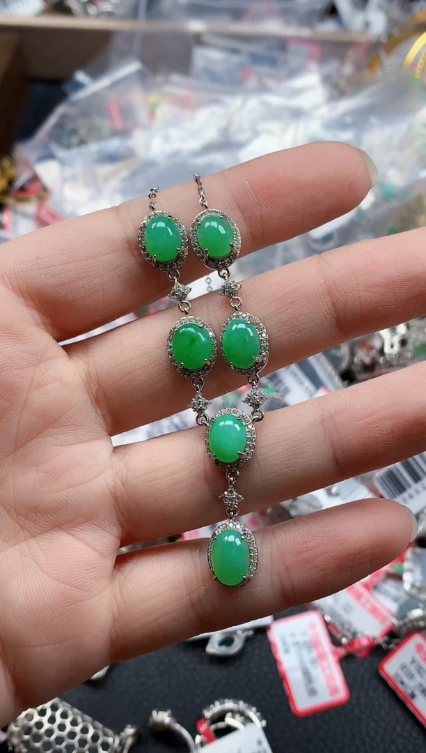 银S925镶嵌戒指翡翠天然A货缅甸翡翠