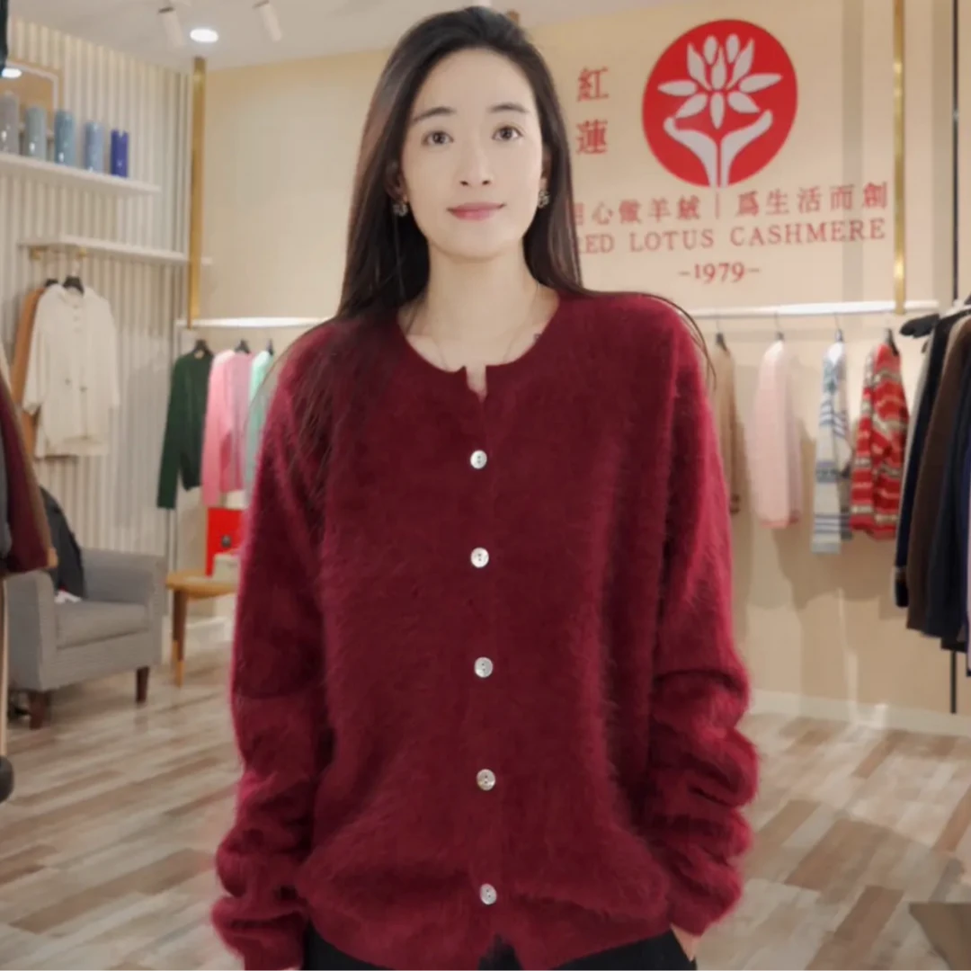 【2025新款】冬季100%山羊绒拉绒圆领开衫LR5257