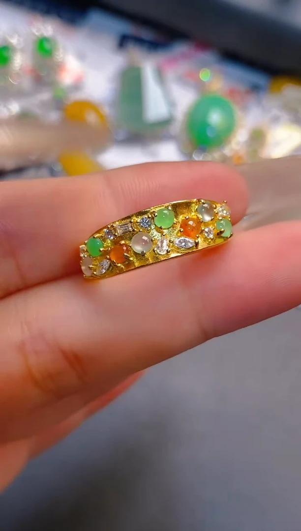 翡翠银S925镶嵌耳饰天然