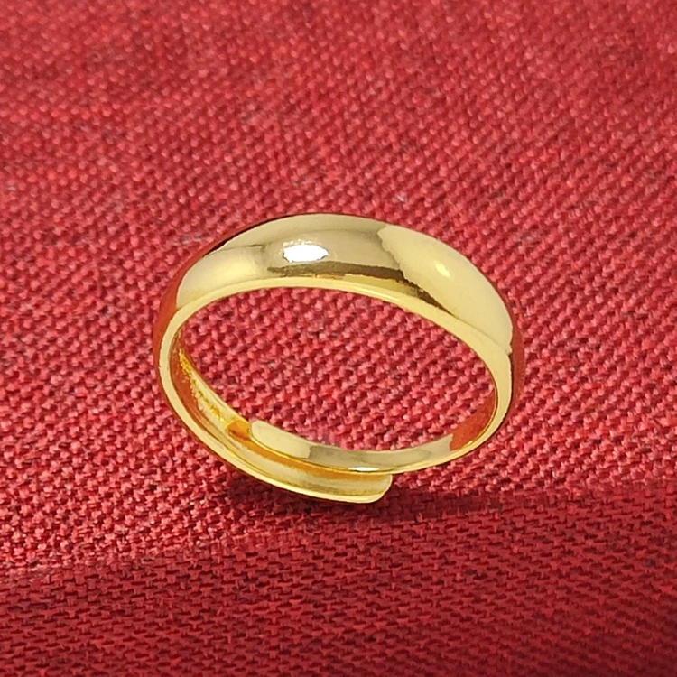 铜合金戒指 情侣经典金色蛇肚光面戒指 亮面可调节精美指环不掉色
