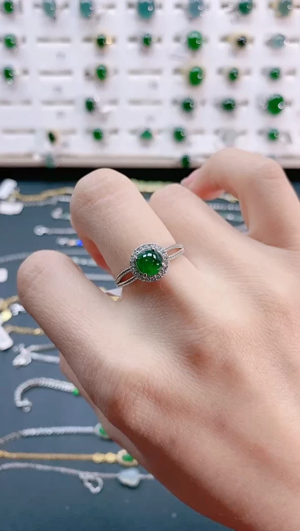 【闪购商品】翡翠戒指银S925镶嵌天然翡翠