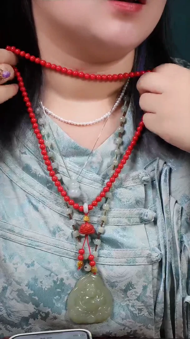 天然辰砂朱砂莲花项链