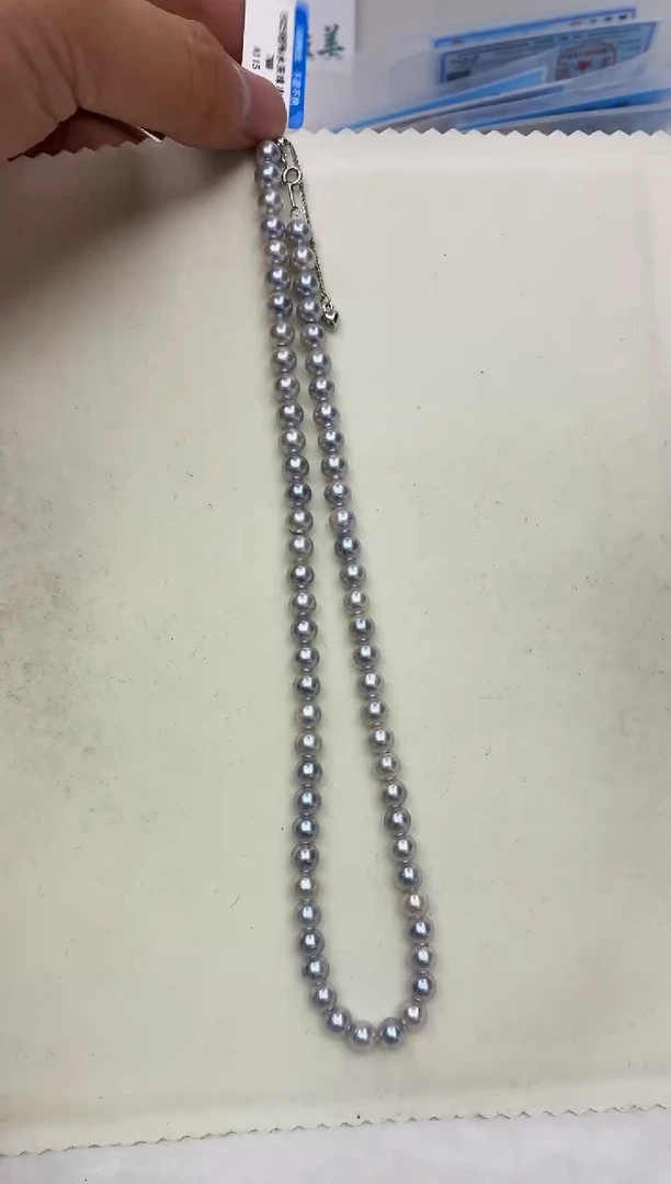 未镶嵌DA海水珍珠灰珠串链6-7 y1150