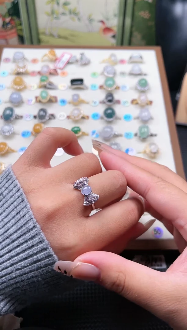 【闪购商品】翡翠戒指银S925镶嵌天然A货翡翠戒指