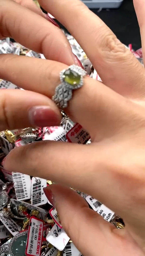 【闪购商品】翡翠戒指银S925镶嵌66666666     6