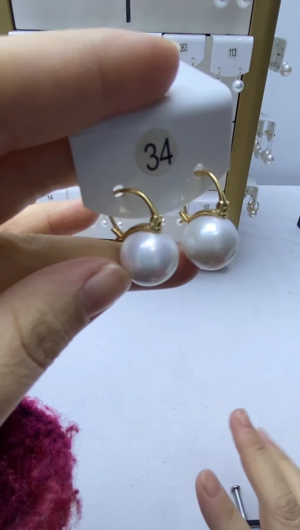 银S925镶嵌耳饰淡水珍珠34