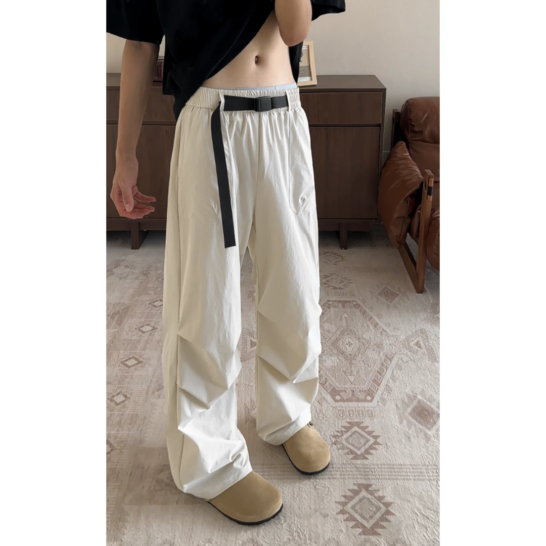 秋季机能腰带户外工装裤运动潮流速干显瘦百搭降落伞黑色休闲裤