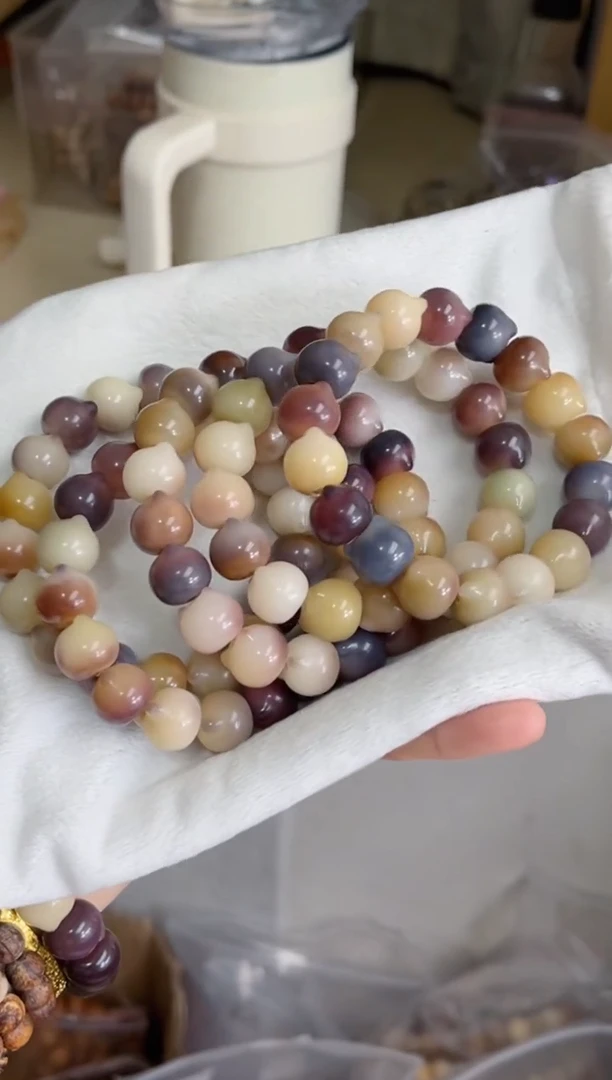 菩提根/象牙果手串a28紫美人玉化猫猫头13