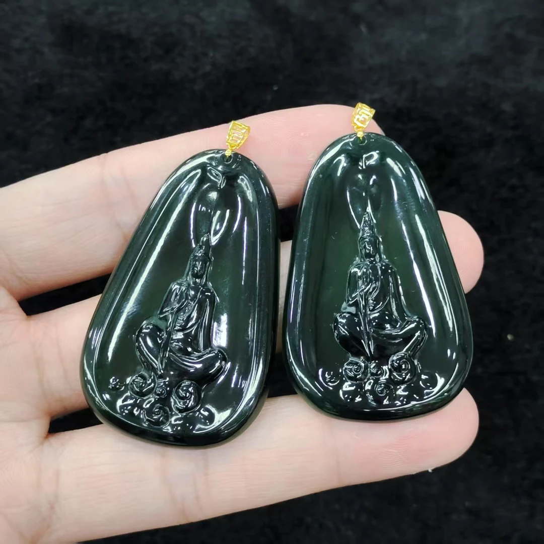 【老三珠宝】18k金翡翠观音吊坠赠链GS【多样性发其一】约49-31-3mm