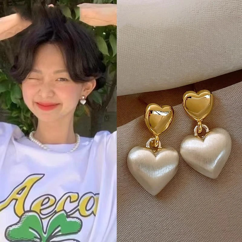 双爱心耳环2025新款爆款高级感轻奢小众耳钉独特