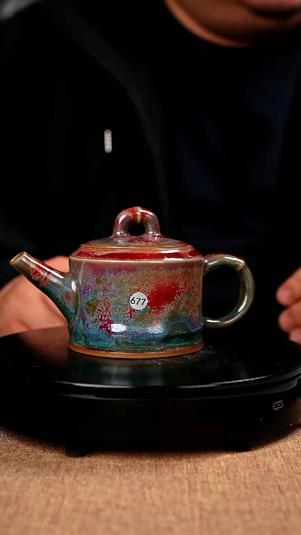 【闪购商品】677#省工一级品原矿钧瓷炉钧釉竹节壶