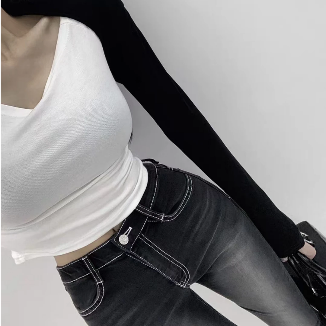 FANFAN韩系时尚气质显瘦休闲修身名媛风百搭黑色小脚裤紧身