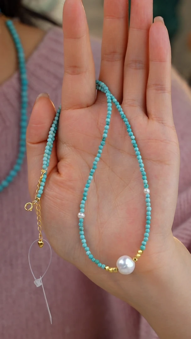 【闪购商品】绿松石项链银S925镀金镶嵌多样性发货